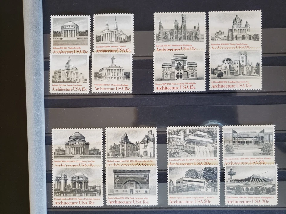 25135-US Stamps, 1979-1982 American Architecture, 16 Pcs - Mint - Image 1 of 1
