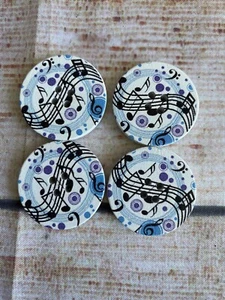 4 x Music Buttons ~ 3cm ~ 4 hole - Picture 1 of 4