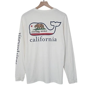 Vineyard Vines Unisex Crew Neck T-Shirt White Cotton California Whale Size M - Picture 1 of 8