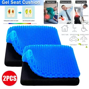 2X Orthopedic Gel Seat Cushion Pad Double Thick Chair Pad Car Office Wheelchair - Picture 1 of 16