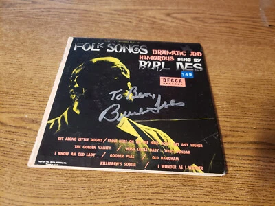 HAND SIGNED 1950s EXCELLENT Burl Ives Folk Songs Dramatic And Humor 511 TWO 45S - Image 1 of 4