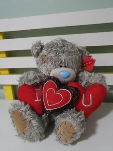 ME TO YOU TEDDY BEAR 24CM GREY BEAR BLUE NOSE I LOVE YOU HEARTS TAGGED - Picture 1 of 4