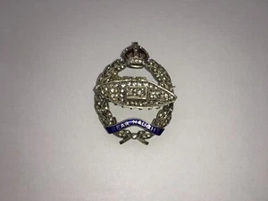 C1920s-30s FEAR NAUGHT (TANK CORPS) SILVER, EMAILLE & DIAMANT SWEETHEARTS PIN BROSCHE - Bild 1 von 2