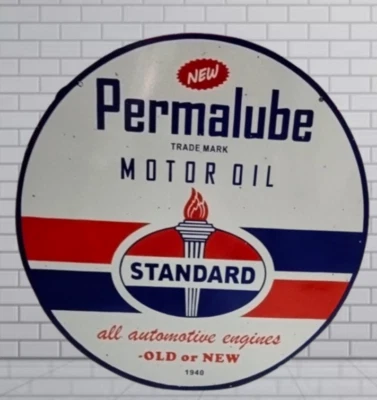 Permalube Standard  oil Rare Porcelain Enamal Heavy Metal 30  inches Double Side - Image 1 of 4