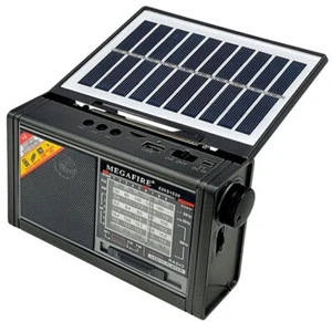 Solar-Powered Shortwave AM FM Radio Bluetooth Speaker Audio Player Flashlight - Picture 1 of 9