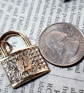 Louis Vuitton Gold Square Rhinestones  zip pull 21 mm 1 pc - Picture 1 of 3