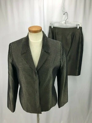 Jones New York Brown Cotton Blend Skirt suit 10P - Image 1 of 4