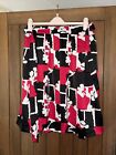 LADIES ANNE WEYBURN RED & BLUE FLORAL MID-LENGTH SKIRT POCKETS SIZE 24 New