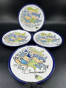 Platos de ensalada de sardinas Les Petite Blue Sky Ceramics raros (4) - Imagen 1 de 5