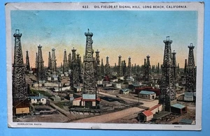 OIL FIELDS AT SIGNAL HILL LONG BEACH CALIFORNIA POSTCARD (c. 1920) - Picture 1 of 3