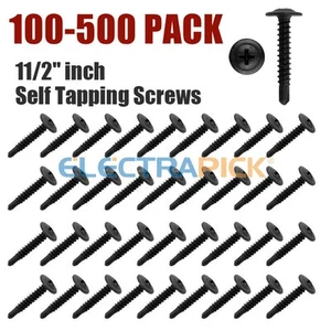 100x Tornillos de perforación autorroscantes con cabezal de oblea Phillips de fosfato negro de 1" pulgada - Imagen 1 de 4