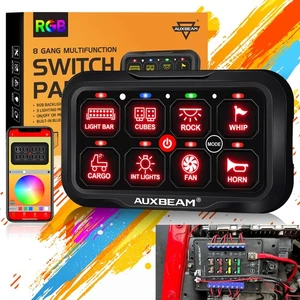AUXBEAM 8 Gang AR-820 RGB bluetooth Multifunction Switch Panel Relay System Kit - Picture 1 of 12