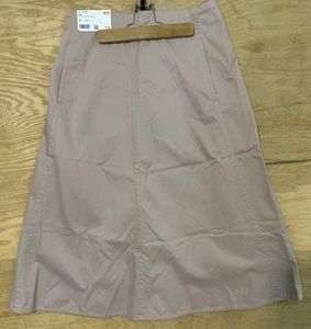 NUEVO CON ETIQUETAS Falda Uniqlo Mujer Talla Pequeña Rosa Malva Acampanada Midi Algodón Conservador Leer - Imagen 1 de 12