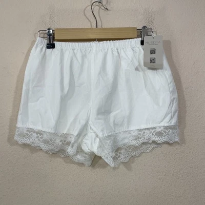 NWT Musera Women's XS Cotton White Lace Trim Sleep Shorts Pull On PJ Bottoms NEW - Image 1 of 4