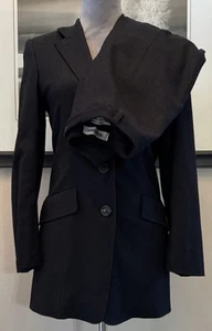 SPORTMAX Max Mara Vintage Black Tech Minimal Lycra Wool Suiting 3 Button SZ 4 - Picture 1 of 10
