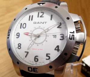 Herren XL Chunky Gant Time Hunts Point Weiß Leder Alarm Militäruhr GW10052 - Bild 1 von 5