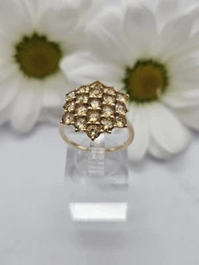9ct Gold Lemon Citrine Cluster Ring, Size S, Great Condition, Full Hallmarks - Picture 1 of 8