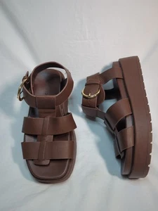 Torrid Gladiator dunkelbraune klobige Kunstleder-Plateausandalen Damengröße 8WW - Bild 1 von 15
