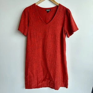 Nicole Miller Original Women's Tiered Hem Linen Blend Dark Red Dress Size L EUC - Picture 1 of 9