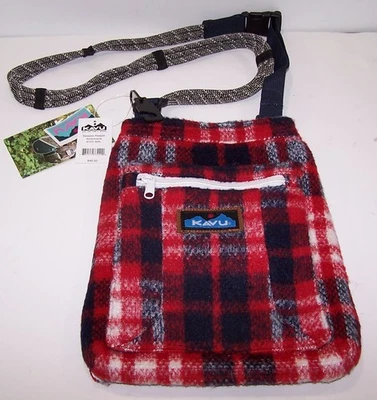 KAVU Keepon Keepin Americana Plaid Crossbody Bag Red Blue Rope Strap Travel NWT - Image 1 of 4