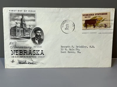 Sc 1328 Nebraska Statehood 100th Ann. Jul 29 1967 FDC Lincoln NE ArtCraft cachet - Image 1 of 4