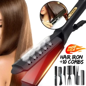 Flat iron 4 Gear Ceramic Tourmaline Ionic Flat Iron Hot Hair Straightener 2 in 1 - Picture 1 of 19