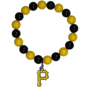 Pittsburgh Pirates Bead Style Bracelet [NEW] MLB Wrist Stretch Necklace Jewelry - Picture 1 of 1