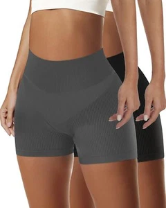 2PCS Workout Shorts Women High Waist Biker Shorts Women Gym Shorts Women Seam... - Picture 1 of 7