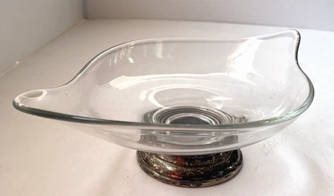 Vintage 1950s Web Sterling Silver Footed Ornate Glass Dish Bowl 925 Cover