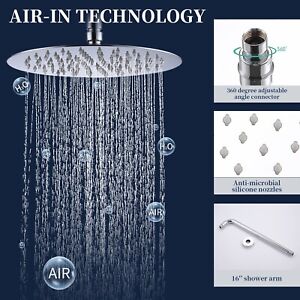 New 10" Rainfall Shower Head and Handheld Shower Faucet Chrome Finish, Rough-In