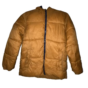 Old Navy Puffer Jacket Boys Large Rust Color Full Zip Fleece Lined Hooded Basic - Picture 1 of 12