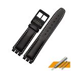 Waterproof Leather Watch Strap Fit For Swatch Yis415/414 17Mm 19Mm Watch Band