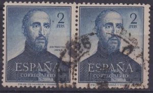 SPAGNA 1952 AIRMAIL C138 COPPIA USATA SAN FRANCISCO XAVIER - Foto 1 di 2