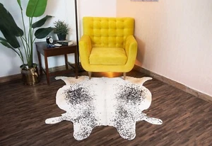 Cowhide Rug Salt & Pepper Black and White Cow Skin Large 5x6 ft Real Animal Hide - Picture 1 of 11