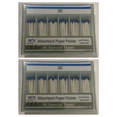 60/pack Dental Absorbent Paper Points #30 Endodontic .06 Special Taper 2 Packs - Image 1 of 2