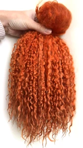 Luxury Long Mohair 10-12" – Hand-Dyed Carrot Teeswater Fleece for BJD, Reborn - Picture 1 of 11