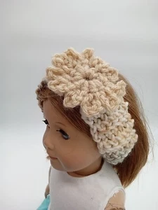 Tan Crochet Headband With Flower 18 Inch Doll Clothes Fits American Girl Dolls - Picture 1 of 4