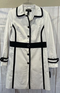 ALFANI BLACK & WHITE SINGLE BREASTED LIGHT WEIGHT TRENCH COAT WOMEN'S SZ 10 NWT - Picture 1 of 5