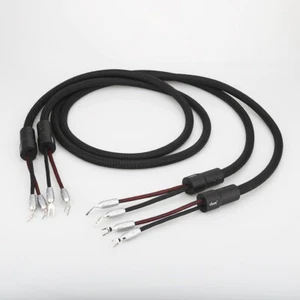Pair 2.5M VIBORG Hifi Speaker Cable With Pure Copper Rhodium Plated Spade Y Plug - Picture 1 of 10
