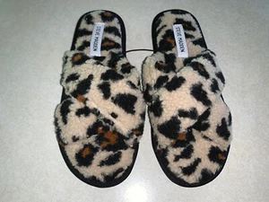 Steve Madden Women’s Leopard Fur Faux Slippers Size 9 New - Picture 1 of 6