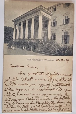 1909 Turin Moncalieri VILLA CHANGANO antique postcard shipped to Thaon di Revel - Image 1 of 3