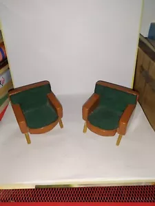 2 x Alter Sessel-1950-60er Jahre-Wohnzimmer-Kaufladen-Puppenhaus-Puppenstube - Bild 1 von 2
