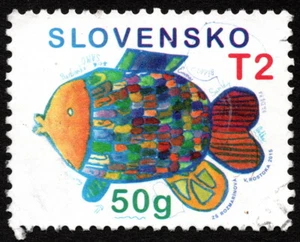 Slovakia - 2015 - T2 50g Colorful Fish Art Issue with Very Light Cancel F-VF - Picture 1 of 1