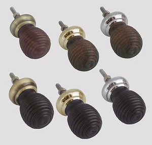 Beehive Wooden Cabinet Cupboard Door Knobs With Metal Base - Picture 1 of 6