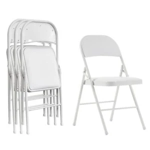 4 Pack White Folding Chair Indoor Outdoor Portable Stackable Commercial Seat - Picture 1 of 9