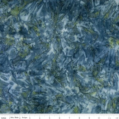 BLUE Batik 8 yd Hand Dye Fabric Riley Blake Green Storm BUY the BOLT #BTHH234 - Image 1 of 2