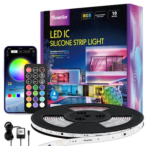 Led light strip 12*04mm RGBIC 10M/32ft IP65 Remote Fairy Lights Room TV Party  - Picture 1 of 12