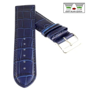 Feines Easy-Klick Alligator Leder Uhrenband Modell Lausanne-NL navyblau-TiT 24mm - Picture 1 of 4