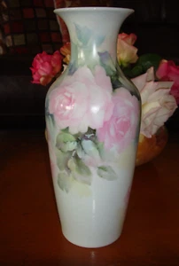JARRÓN DE PORCELANA PINTADO A MANO KAISER W. ALEMANIA VINTAGE, ROSAS ROSAS ROSAS, 10" - Imagen 1 de 10