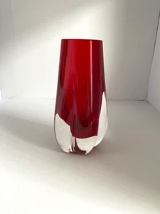 Vintage Whitefriars Lobed Vase Red England 1970s Art Glass - Picture 1 of 5